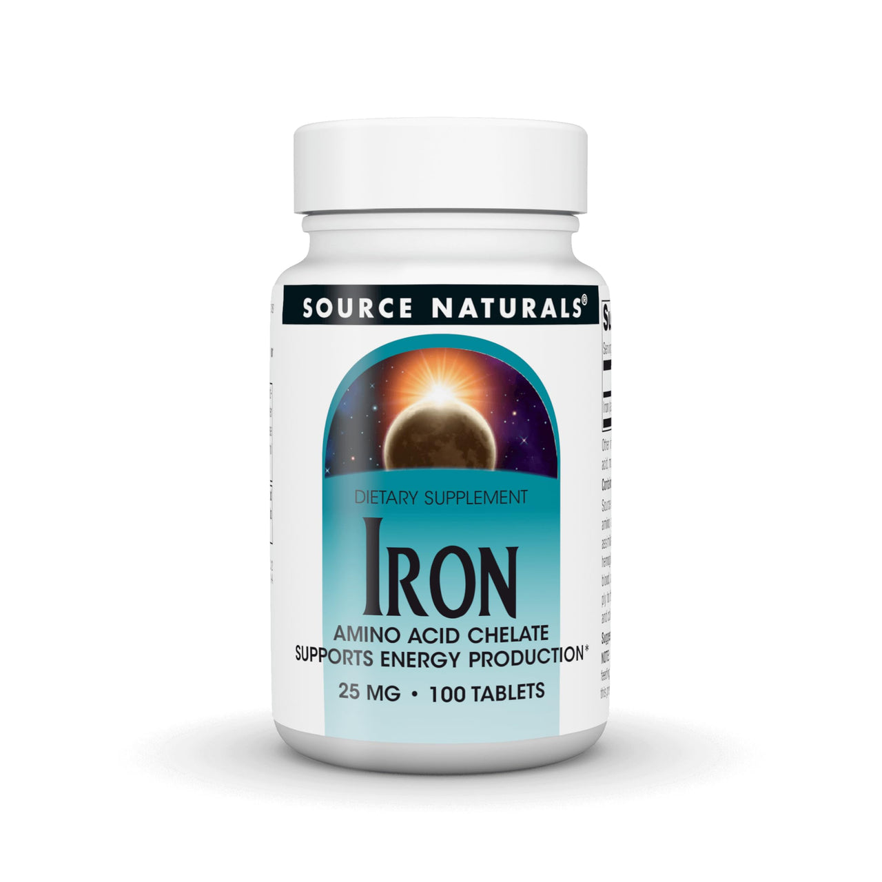 Source Naturals Iron, Amino Acid Chelate - Dietary Supplement that Supports Energy Production - 100 Tablets