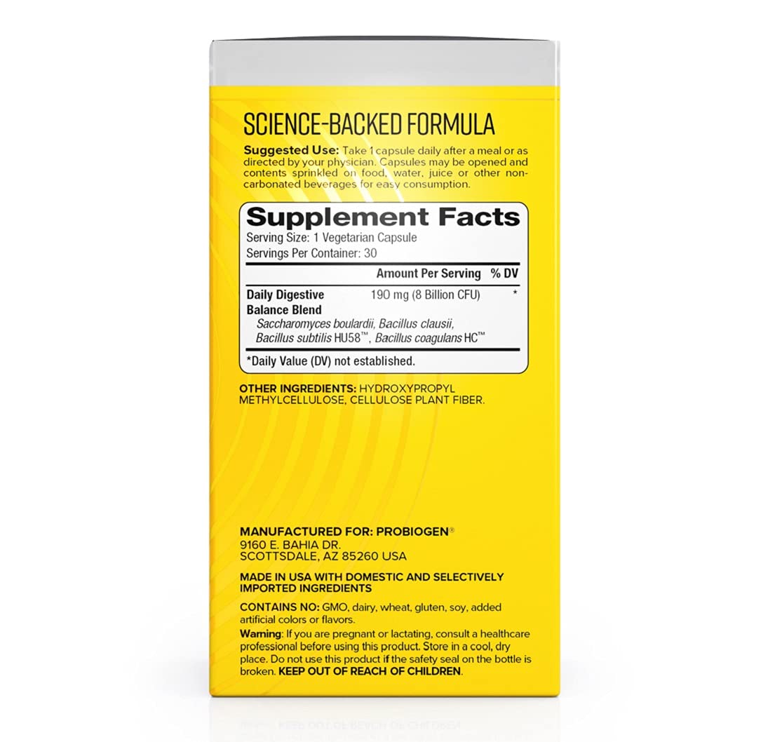 Probiogen Daily Digestive Balance Probiotic, Digestive Supplement, 30 Count Capsules (681816)