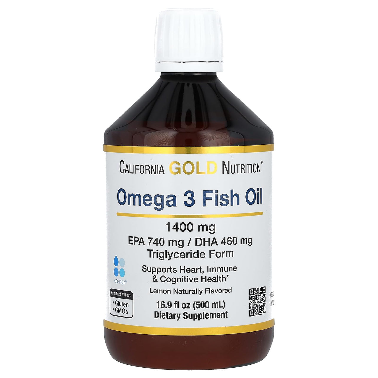California Gold Nutrition Omega-3 Fish Oil, Norwegian Triglyceride, Natural Lemon, 16.9 fl oz (500 ml)