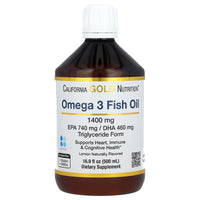 Thumbnail for California Gold Nutrition Omega-3 Fish Oil, Norwegian Triglyceride, Natural Lemon, 16.9 fl oz (500 ml)
