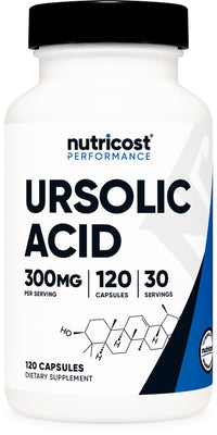 Thumbnail for Nutricost Ursolic Acid 300mg, 120 Capsules - Vegetarian, Non GMO, Gluten Free, Soy Free