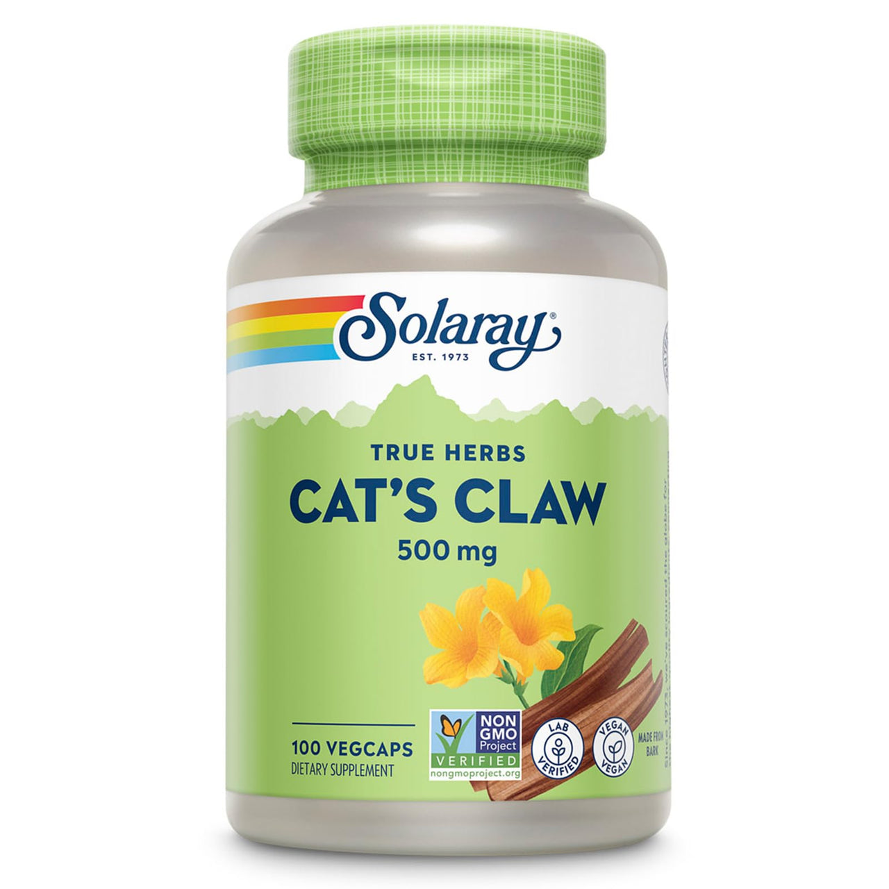 SOLARAY Cat's Claw Bark 500mg | Healthy Immune & Digestive System Function Support | May Help Protect Brain Function | Joint Health Support | 100ct