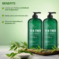 Thumbnail for Botanic Hearth Tea Tree Body Wash 16 fl oz (2 Pack) Natural Antifungal & Odor Control Shower Gel for Acne, Athlete’s Foot, Ringworm, Jock Itch, Healthy Skin, Sulfate & Paraben Free, for Men & Women