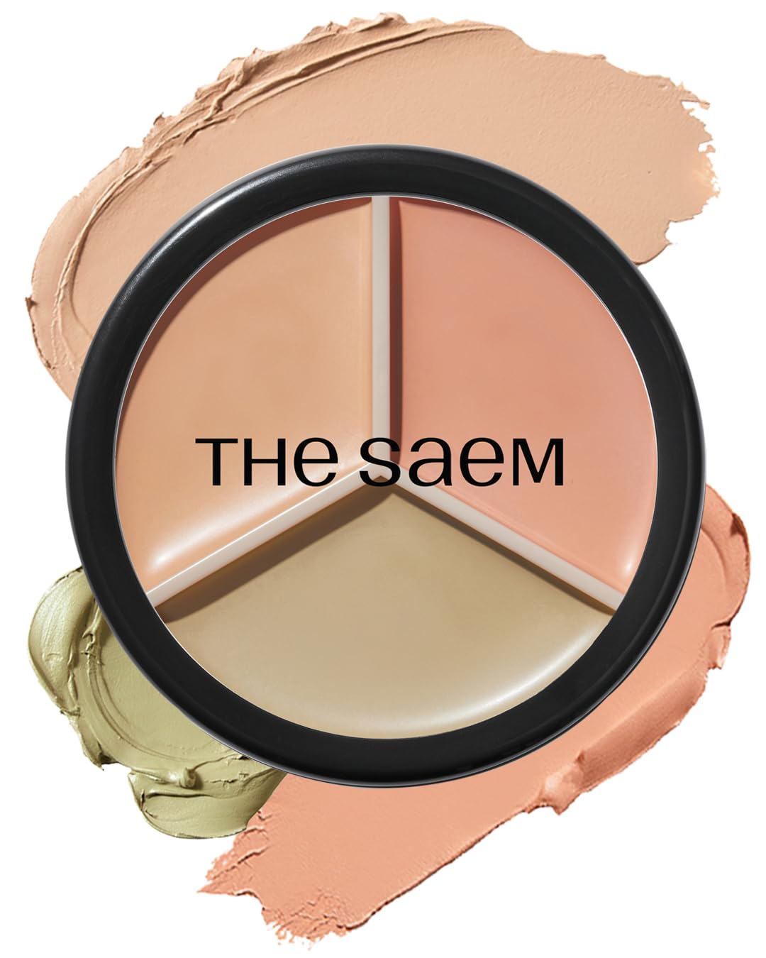 THE SAEM Cover Perfection Triple Pot Concealer - 3 Color Concealer with Clear Beige, Green & Peach Shades - Full Coverage to Correct & Conceal Redness, Dark Circles, 01 Correct Beige