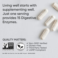 Thumbnail for Sports Research Digestive Enzymes with Probiotics & Ginger - Plant Based for Dairy, Protein, Sugar & Carbs - Non-GMO Verified & Vegan Friendly (90 Veggie Capsules)
