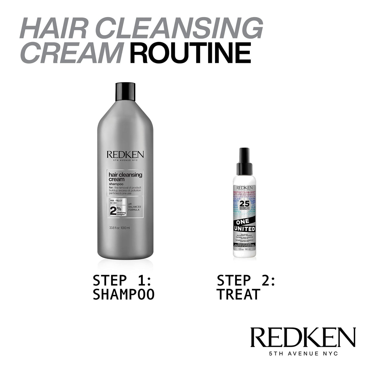 Redken Hair Cleansing Cream Clarifying Shampoo | For All Hair Types | Removes Buildup & Strengthens Hair Cuticle | 33.8 Fl Oz
