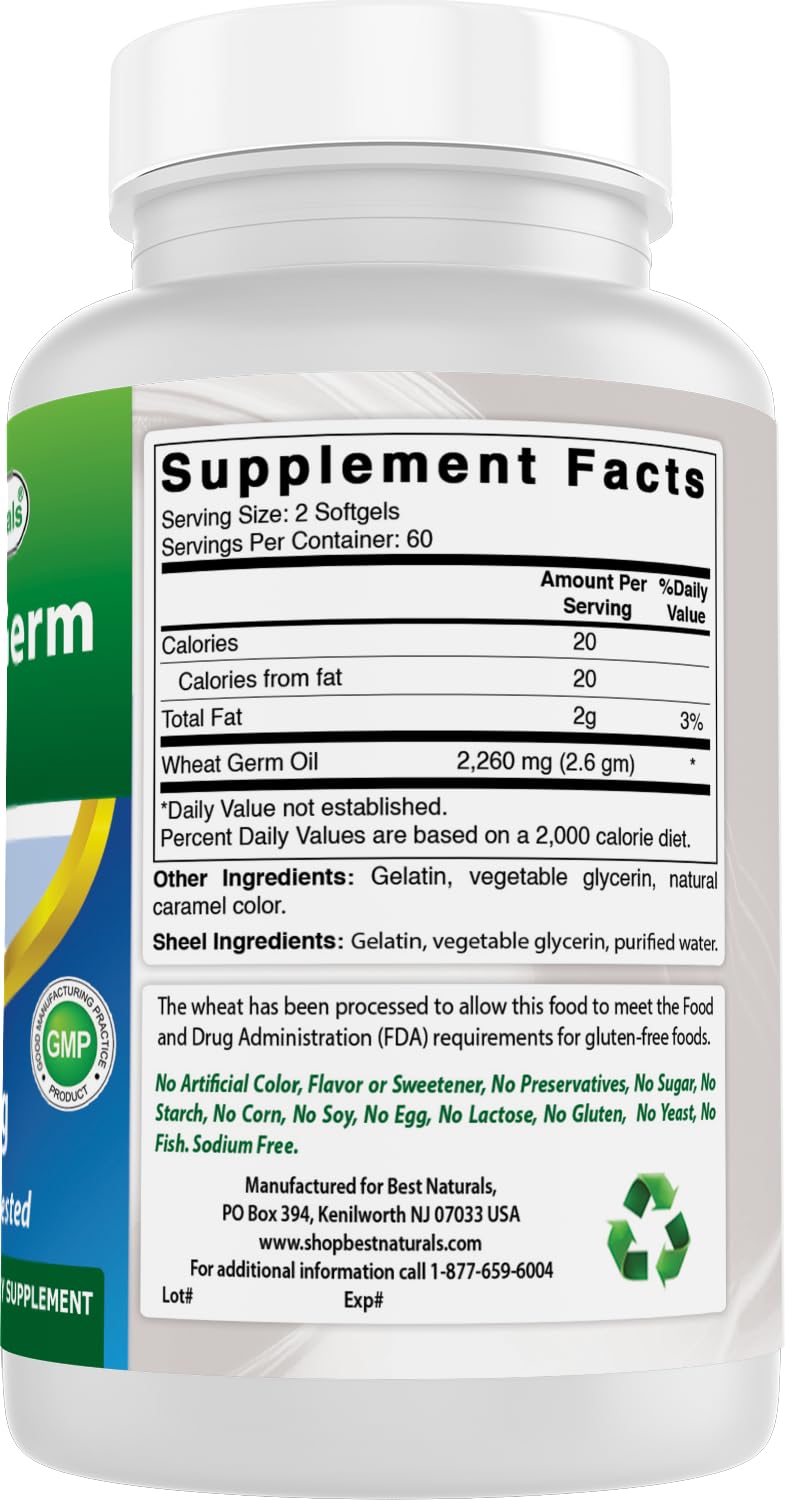 Best Naturals Wheat Germ Oil 1130 mg 120 Softgels