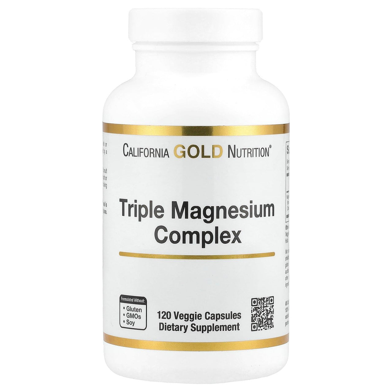California Gold Nutrition Triple Magnesium Complex, Malate, Citrate & Bisglycinate Chelate, 120 Veggie Capsules (105 mg per Capsule)