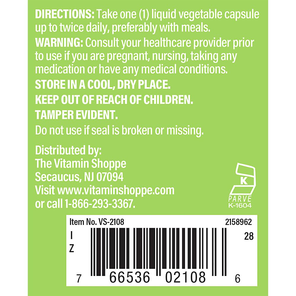 The Vitamin Shoppe Oil of Oregano 45mg - Immune System Support | 70% Carvacrol Super Strength | 120 Veggie Caps | Wild Mediterranean