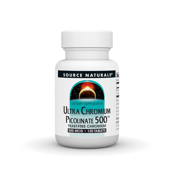 Source Naturals Ultra Chromium Picolinate 500 Yeast-FreeChromium, Vegetarian Dietary Supplement, 500 mcg - 120 Tablets