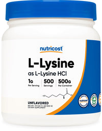 Thumbnail for Nutricost L-Lysine Powder 500 Grams - Pure L-Lysine, Non-GMO, Gluten Free