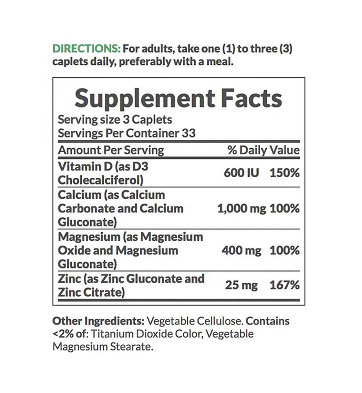 Nature's Bounty Calcium Magnesium Zinc, 100 Count, Pack of 6
