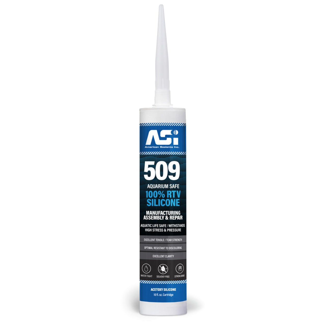 ASI Black Aquarium Silicone Sealant- 10.2 Oz Cartridge