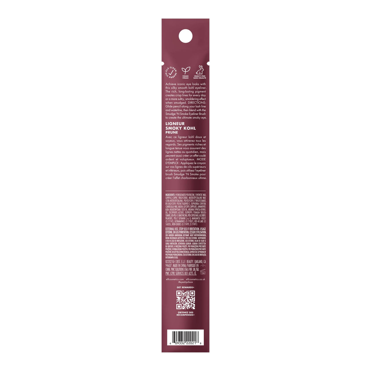 e.l.f. Smoky Kohl Eyeliner, Eye Pencil For Creating Long-Lasting, Bold, High-Pigmented Makeup Looks, Vegan & Cruelty-Free, Plum & Go