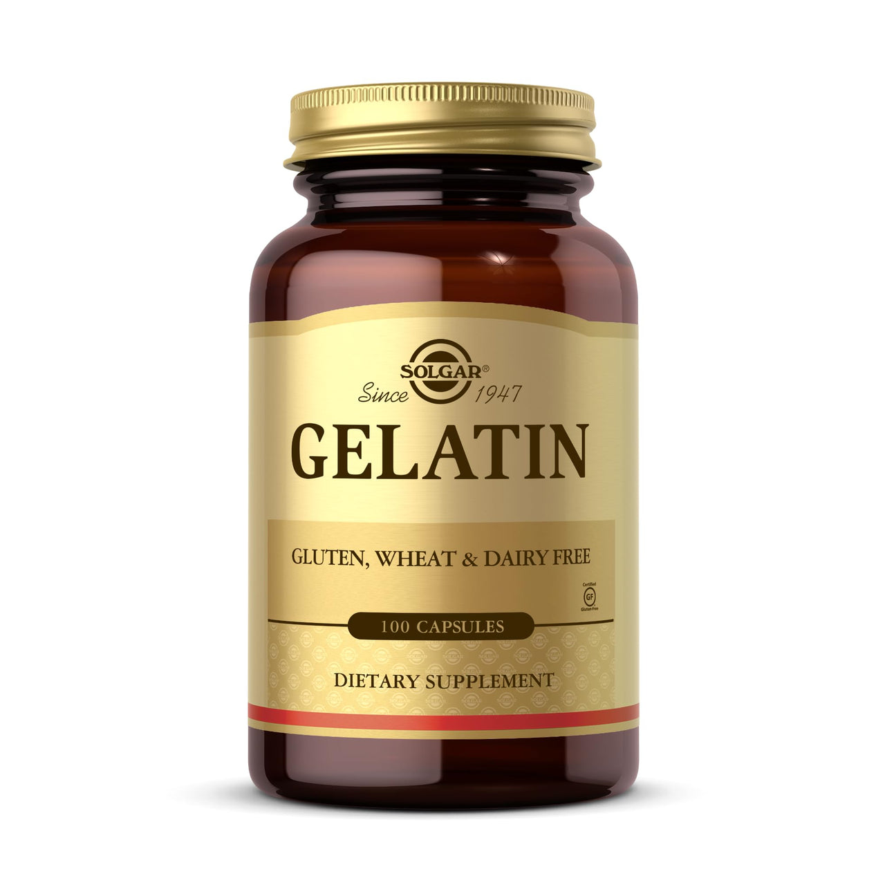 Solgar Gelatin 1680 mg, 100 Capsules - Natural Gelatin - Supports Bone, Joint & Skin Health - Gluten Free, Dairy Free - 33 Servings