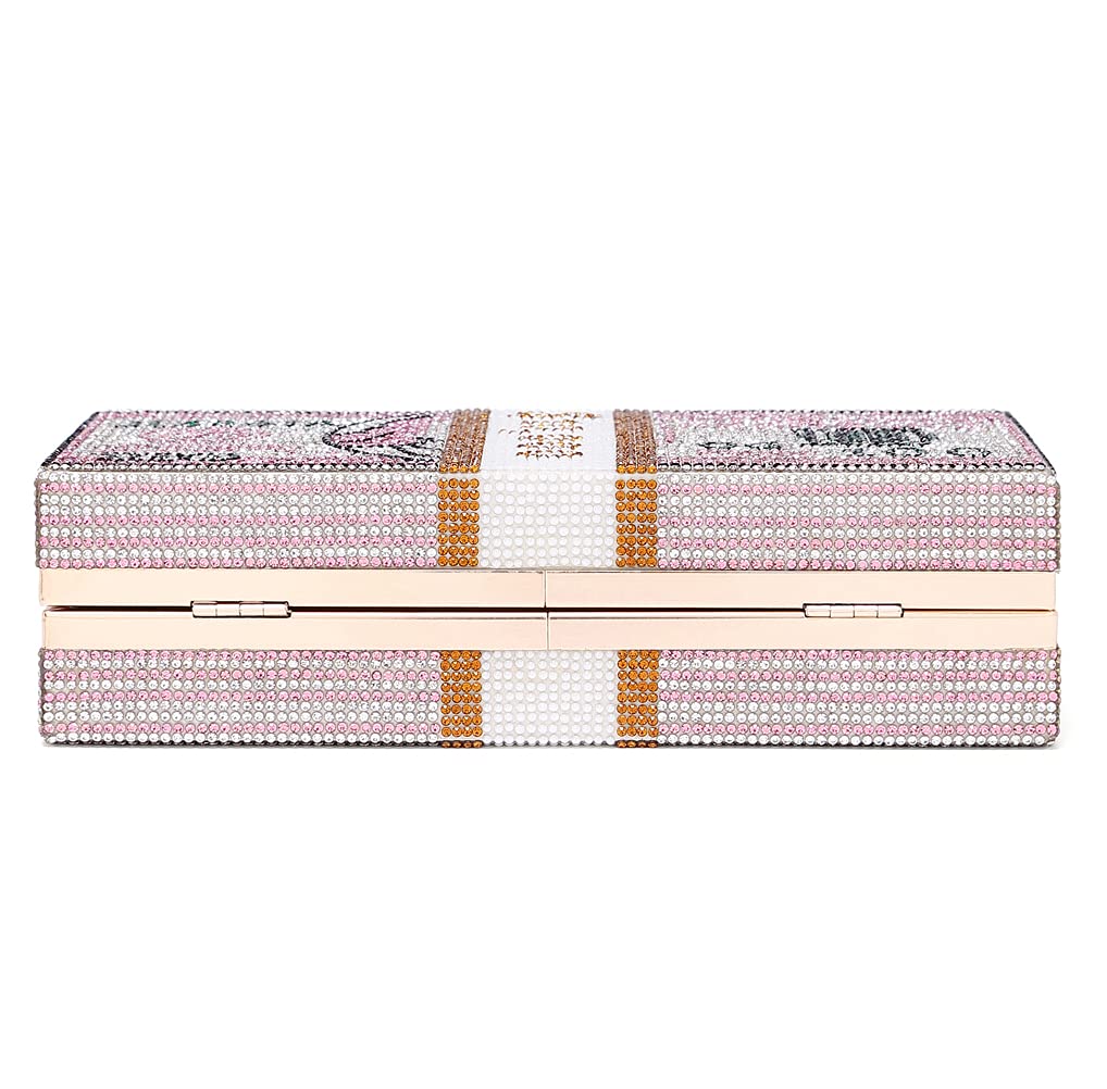Covelin Dollar Clutch Purse for Women from, Rhinestone Evening Handbag Money Bag Pink