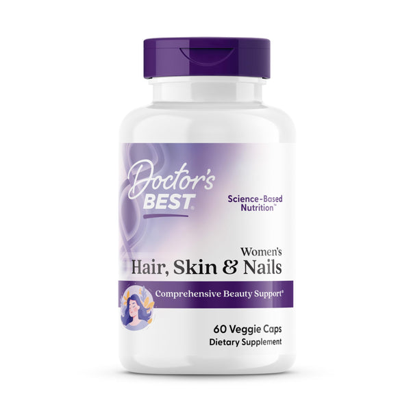 Doctor's Best Womens Hair, Skin & Nails with OptiMSM + KeraGLO, Comprehensive Beauty Support, Non-GMO, Gluten Free 60 Veggie Caps