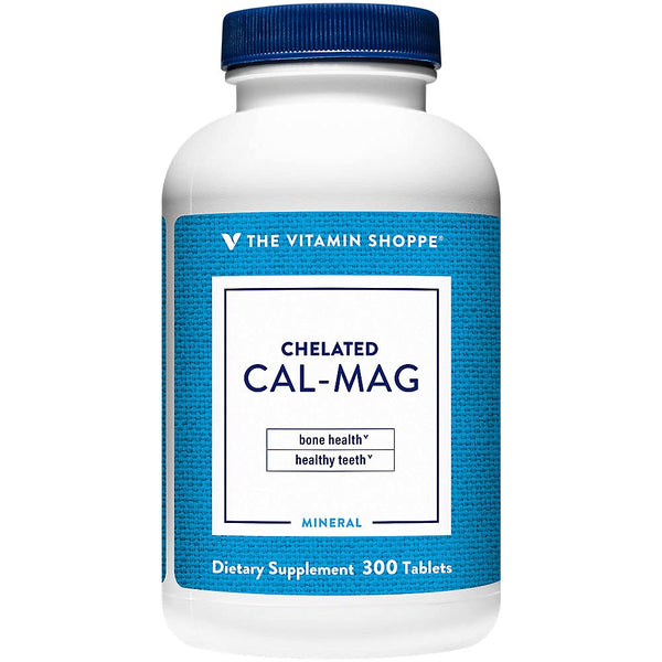 Image 1 of The Vitamin Shoppe Calcium Magnesium 2:1 - Bone Support Chelated | Cal-Mag with Vitamin D | 300 Tablets | Highly Absorbable