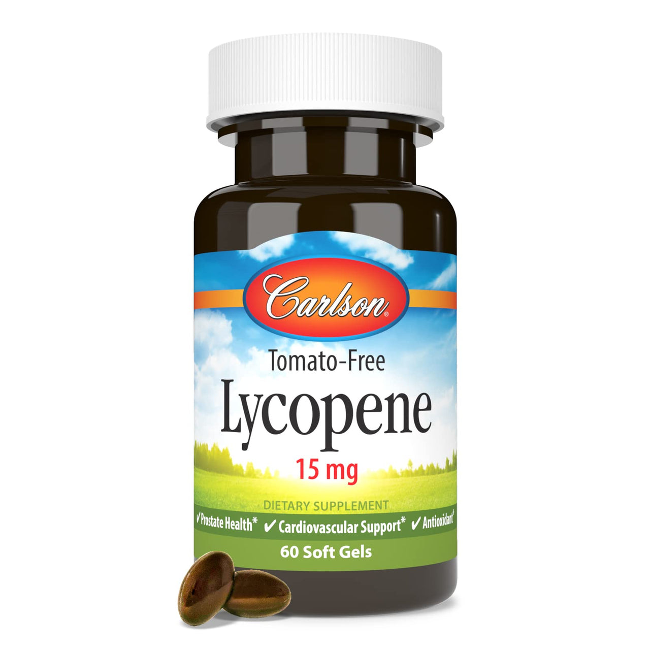 Carlson - Lycopene, 15 mg, Tomato-Free, Prostate Health & Circulation Support, Optimal Wellness, 60 Softgels