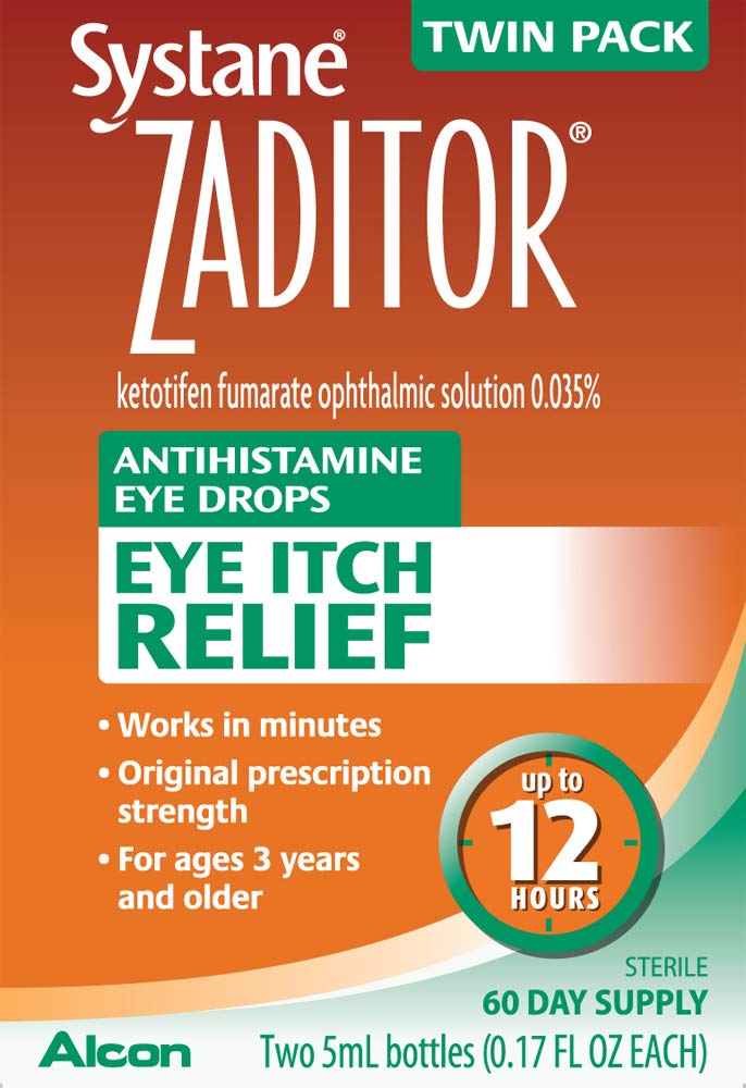 Alcon Zaditor Antihistamine Eye Drops, Twin Pack, 5-mL Each