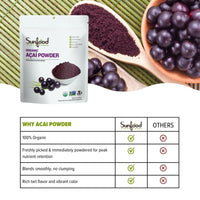 Thumbnail for Sunfood Superfoods Organic Acai Powder - Acai Powder Organic, Acai Powder for Smoothie Bowles, Dried Acai Berry Mix with Antioxidants & Vitamin C, 100% Pure, USDA Organic, Non GMO - 4 Oz Bag