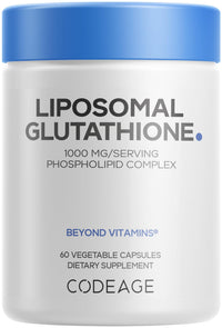 Thumbnail for Codeage Liposomal Glutathione 1000 mg Supplement, High-Potency Reduced L-Glutathione - Liposomal Delivery - Phospholipids - Non-GMO, Gluten-Free - 60 Capsules