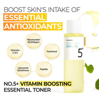 Thumbnail for numbuzin No.5 Vitamin Boosting Essential Toner, Radiance-Boosting Vitamin Toner for Uneven & Dull Skin, Glutathione, Vitamin C, Niacinamide, First Step Skincare, 6.76 fl oz (200ml)