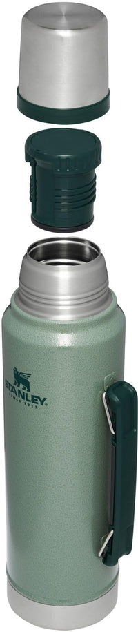 Thumbnail for Stanley Classic Legendary Vacuum Bottle 1.1 qt | Wide Mouth with Leakproof Cup Lid | Keep Drinks Hot or Cold | Packable for Travel | Insulated Stainless Steel Thermos | BPA-Free | Hammertone Green