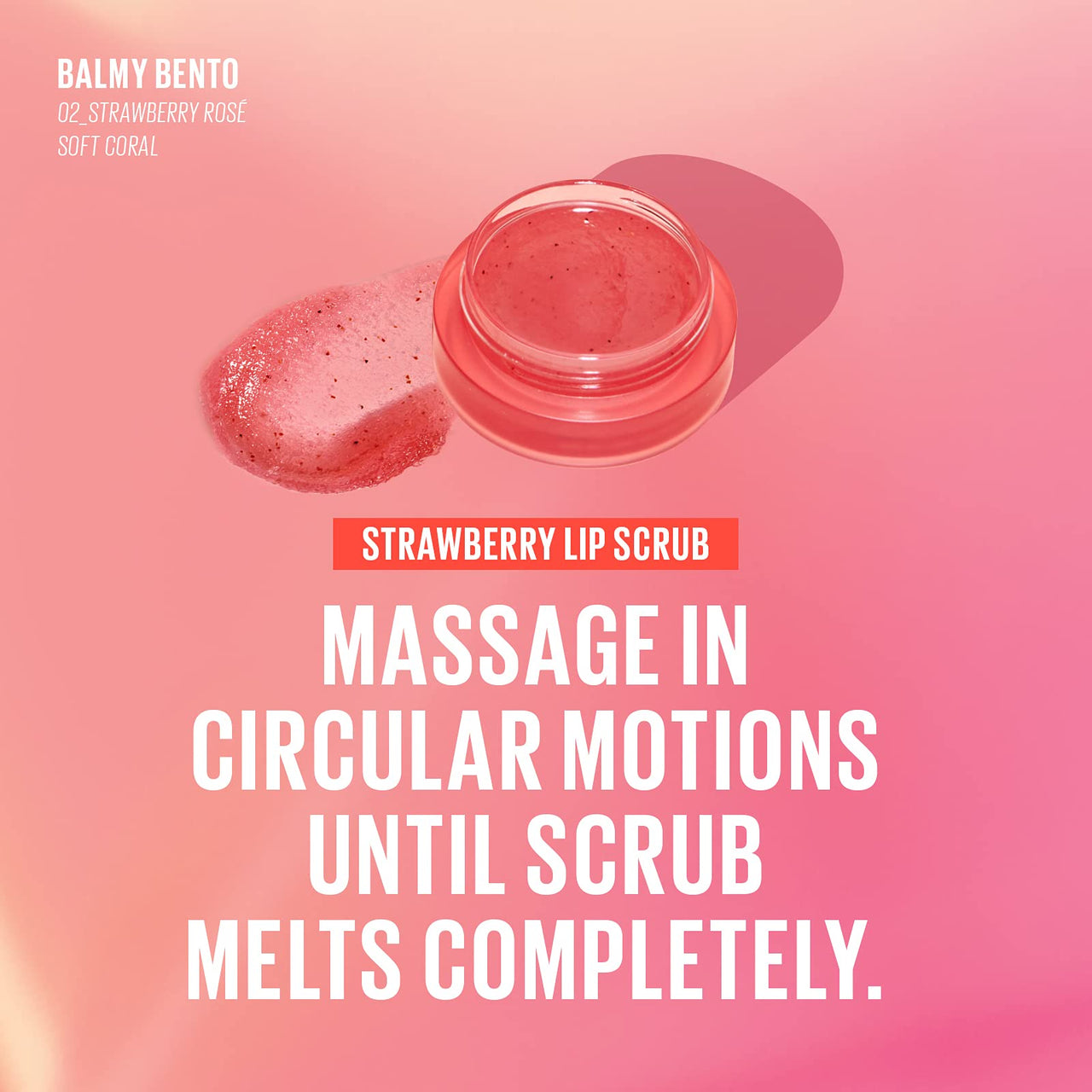 Kaja Lip Bento Balm + Scrub | with Coconut Oil, Coral Finish, Moisturize, Exfoliate, Smoothes Lips, Compact Travel Size, Strawberry Rosé, 0.4 Oz
