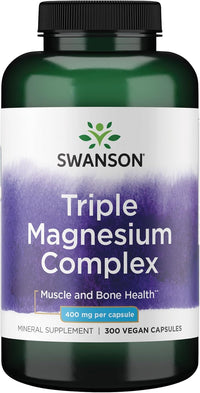Thumbnail for Swanson Triple Magnesium Complex - 400mg Supplement for Optimal Bone Health and Absorption - Citrate, Oxide, and Aspartate - Triple Magnesium Supplement (300 Capsules)