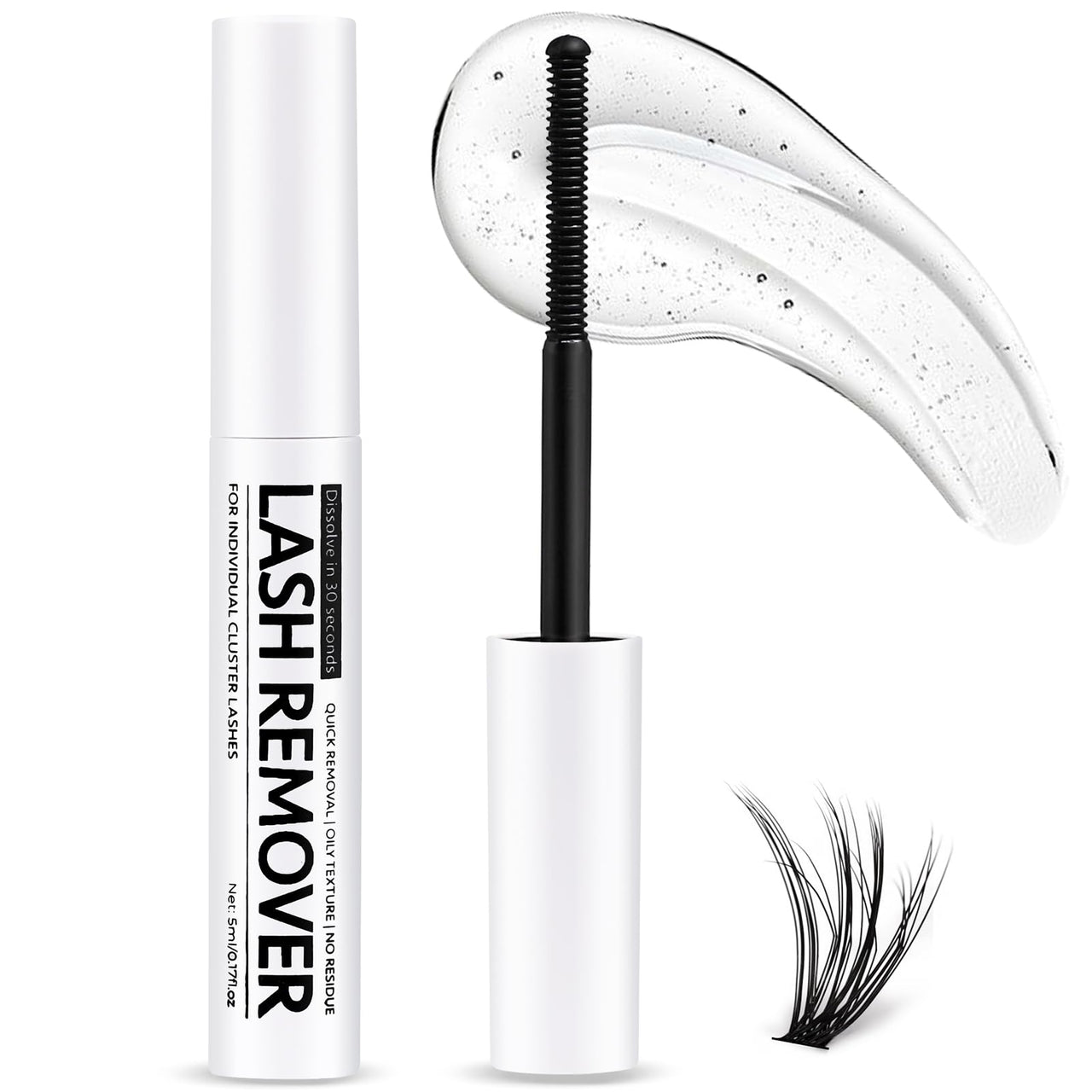 Miuffue Eyelash Glue Remover 5ML Cluster Lash Remover for Individual False Lashes, Bond and Wispys, Gentle Non-irritating Mascara Wand