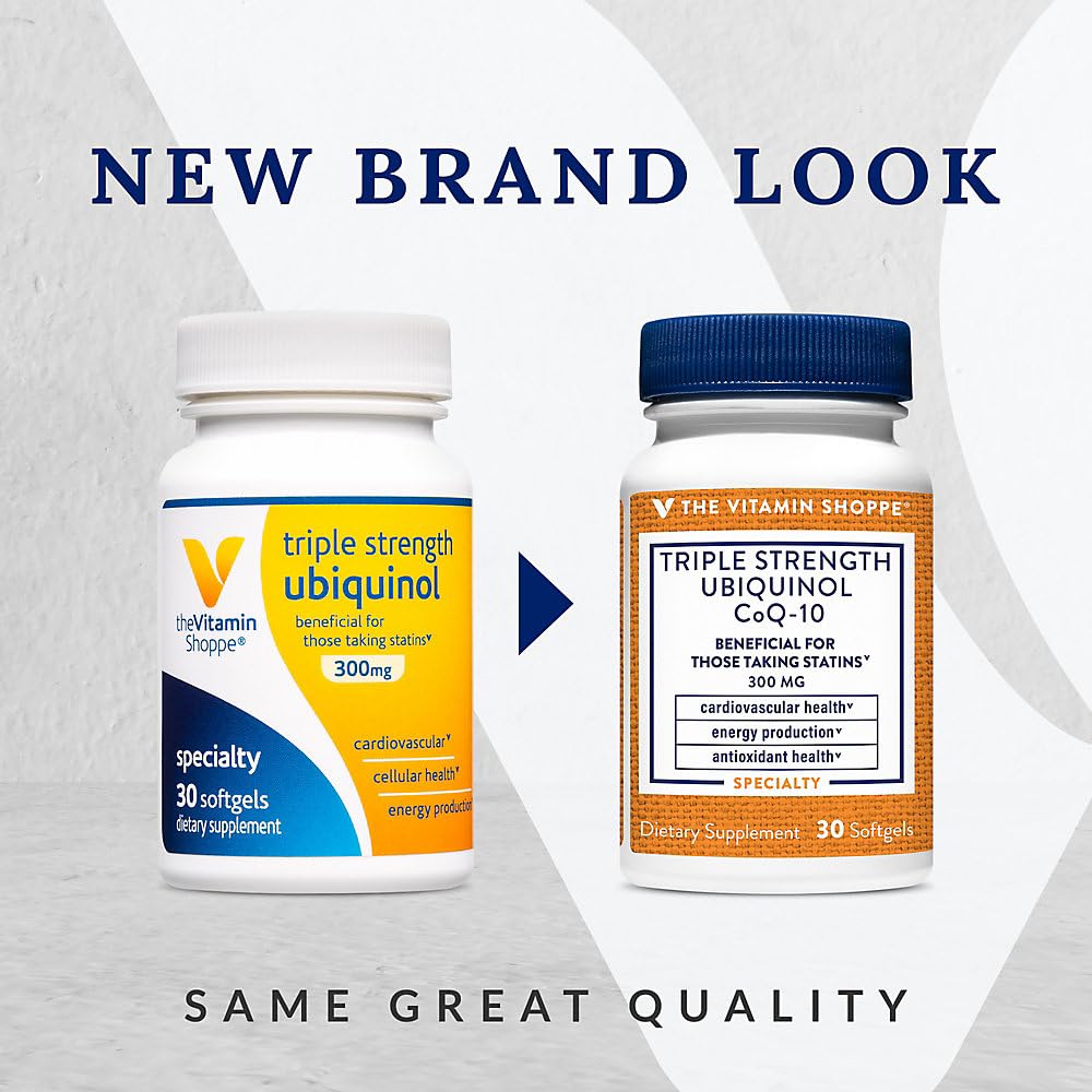 The Vitamin Shoppe Ubiquinol CoQ-10 - Helps Energy Production, Supports Cellular & Cardiovascular Health - 300 MG (30 Softgels)