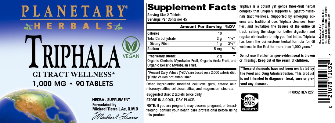 Planetary Herbals Triphala 1000mg - 90 Tablets