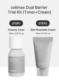 Thumbnail for celimax Dual Barrier Trial Kit Travel Size, Gift Set | with Creamy Toner & Skin Wearable Cream, Travel Size, Mini-sized Gift Set, Ceramides, Peptide