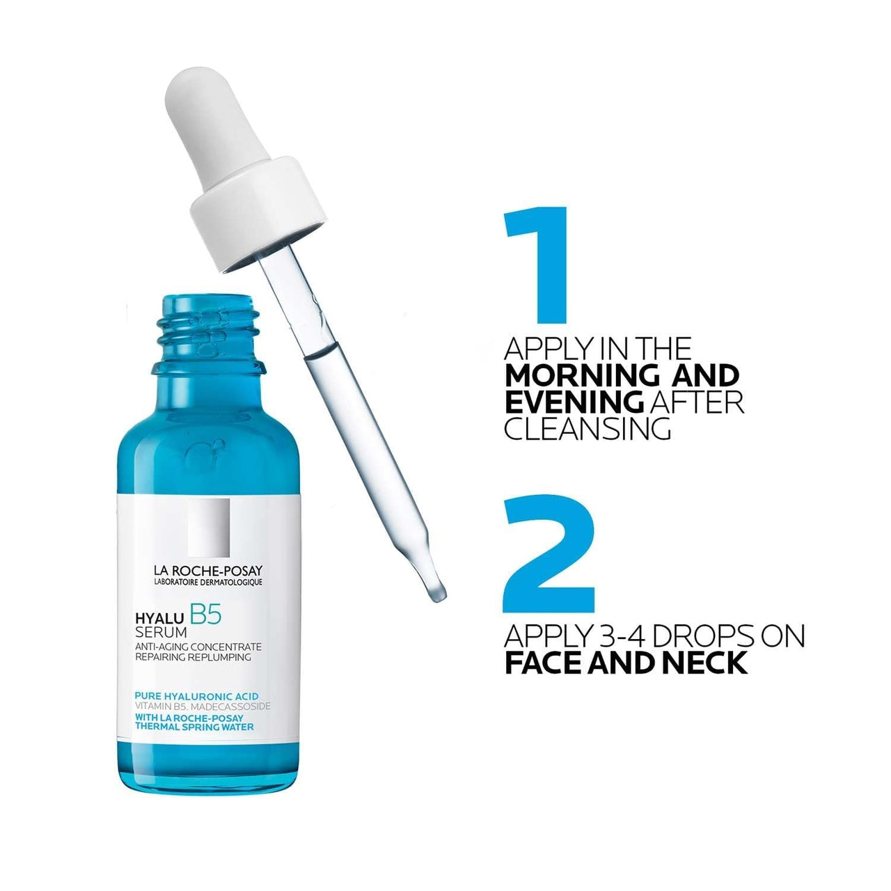 La Roche-Posay Hyalu B5 Pure Hyaluronic Acid Serum for Face, with Vitamin B5, Anti-Aging Serum for Fine Lines and Wrinkles, Plumps and Repairs Dry Skin, Safe on Sensitive Skin