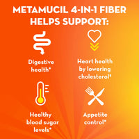 Thumbnail for Metamucil On-the-Go Packets, Sugar-Free, 44 Packets, 4-in-1 Psyllium Husk Fiber Supplement, Orange Flavored, Individual Servings Great for Travel, Fiber Supplement for Digestive Health and Regularity