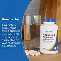 Thumbnail for Nutricost Magnesium Glycinate Capsules (180 Capsules, 210 mg Per Serving) - Magnesium Glycinate Supplement for Gentle Absorption