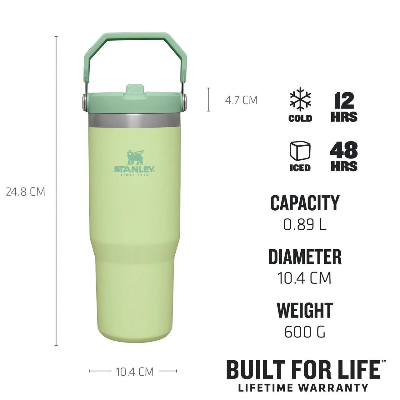 Stanley IceFlow Stainless Steel Tumbler - Vacuum Insulated Water Bottle for Home, Office or Car Reusable Cup with Straw Leak Resistant Flip Cold for 12 Hours or Iced for 2 Days, Citron, 30oz