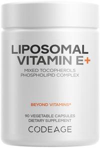 Thumbnail for Codeage Liposomal Vitamin E Supplement - All Vitamin E Tocopherols - 3-Month Supply - Alpha Tocopherols, Beta, Gamma, and Delta - Liposomal Mixed Tocopherols - Non-GMO Phospholipid - 90 Capsules
