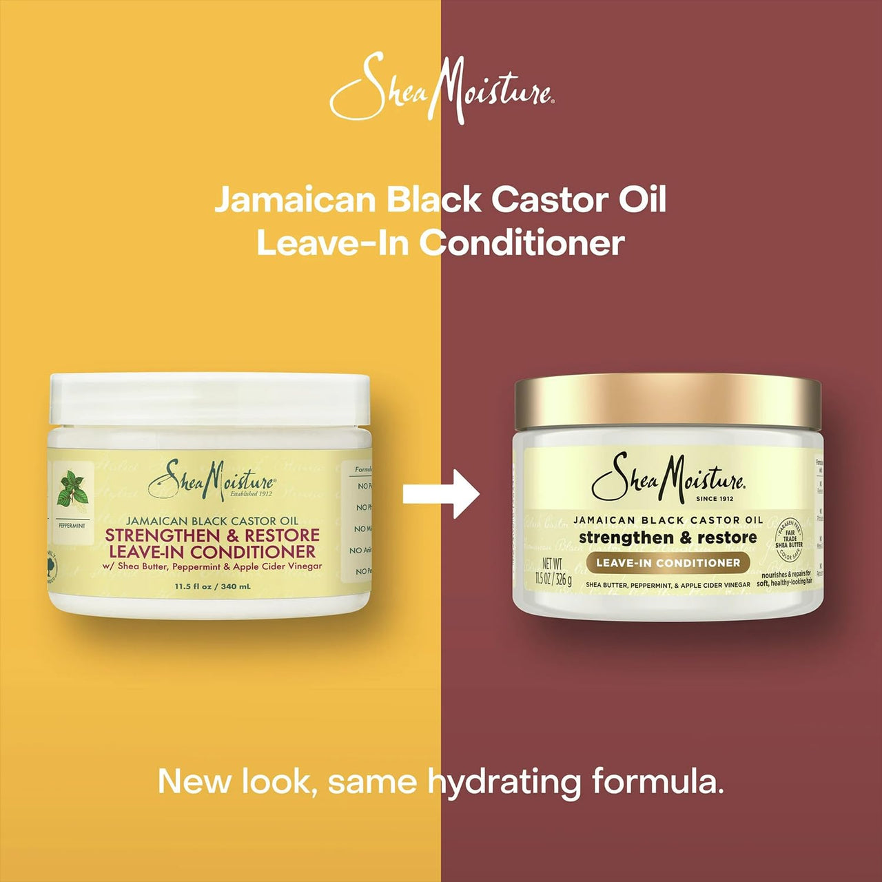 SheaMoisture Leave-In Conditioner 3-Pack – Jamaican Black Castor Oil Strengthen & Restore Formula for Hair Repair, Frizz Control, 11.5 Oz Ea