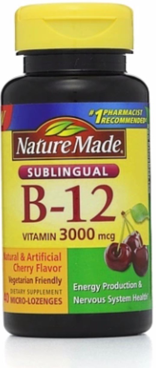 Nature Made Vitamin B-12 3000mcg, Sublingual Lozenges, Cherry 40 ea (Pack of 2)
