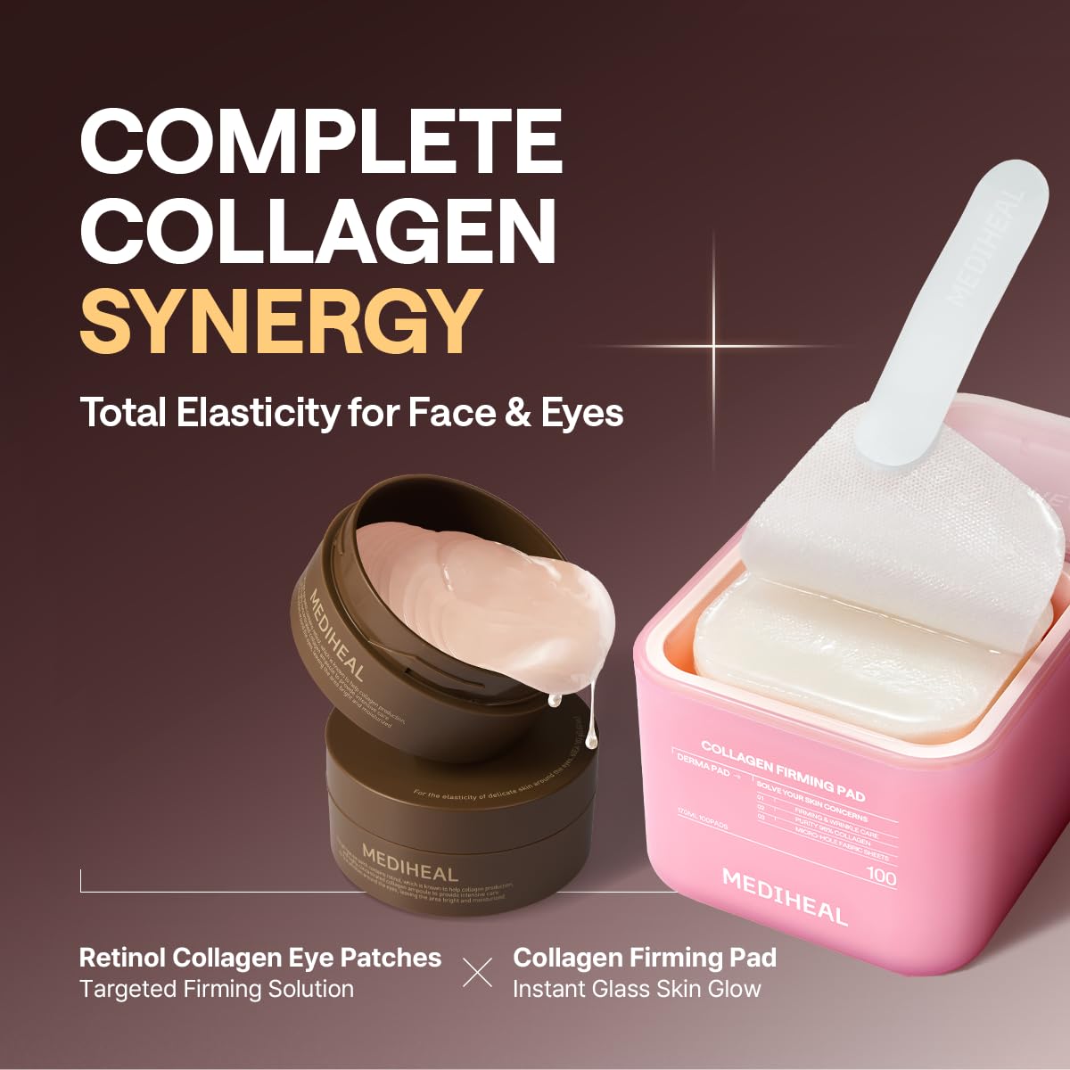 Mediheal Retinol Collagen Under Eye Patches - Korean Hydrogel Eye Pads (60 patches) with 95% Retinol & Collagen. Nourishing & Non Irritating Eye Gel Mask. Sealing Cap & Spatula Included.