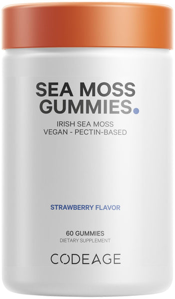 Codeage Irish Sea Moss Gummies Supplement - 300mg Irish Sea Moss 10:1 Extract - Delicious Strawberry Flavor - Vegan, Non-GMO, Gluten-Free - 60 Gummies