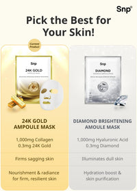 Thumbnail for SNP 1000mg Collagen + 24K Gold Ampoule Sheet Mask | Collagen Face Masks Skincare | Tightening, Hydrating, and Nourishing | Korean Skin Care | Overnight Face Masks | Moisturizing Face Mask | 10 Sheets