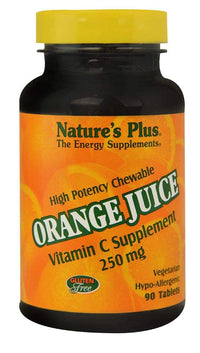 Thumbnail for Natures Plus Orange Juice Chewable Vitamin C - 250 mg, 90 Vegetarian Tablets - High Potency Immune Support Supplement, Antioxidant - Gentle On Stomach - Gluten-Free - 90 Servings