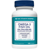 Thumbnail for The Vitamin Shoppe Omega 3 Fish Oil 1000MG EPA DHA - Heart Health, Brain Function & Joint Support, Molecularly Distilled (120 Softgels)