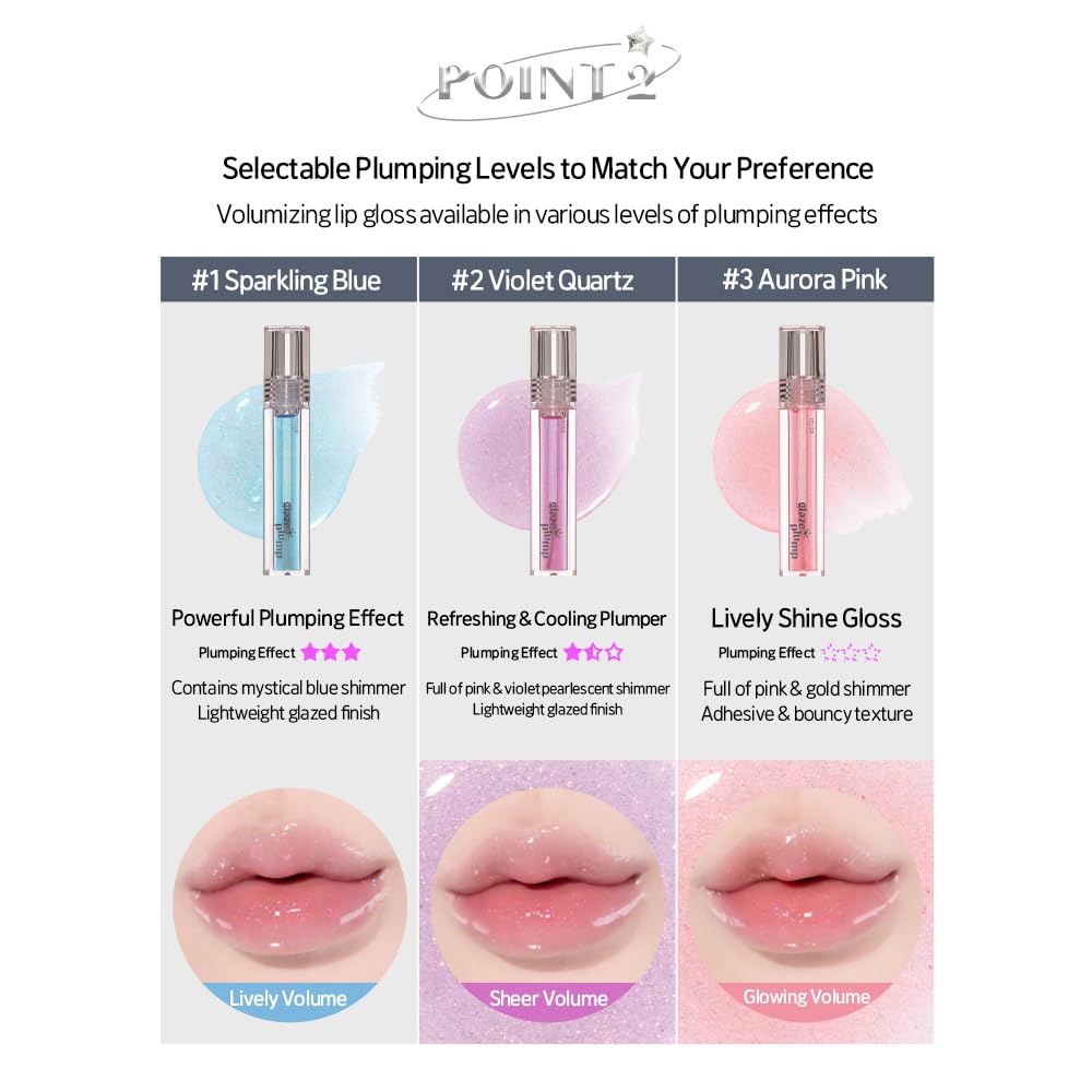ETUDE Glaze Plump Gloss - Aurora Pink | Korean Lip Plumper, Volumizing Glaze, Vegan Certified, Shimmer, Glittering Daily Makeup. Sparkling Blue, Korean Makeup, Kbeauty, Perfect for Gift