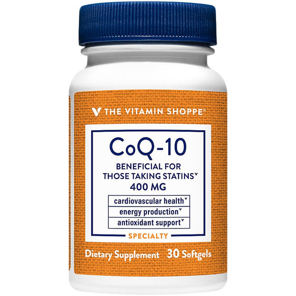 The Vitamin Shoppe CoQ-10 400mg - Beneficial for Those Taking Statins – Supports Heart & Cellular Health and Healthy Energy Production, Essential Antioxidant – Once Daily (30 Softgels)