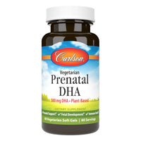 Thumbnail for Carlson - Vegetarian Prenatal DHA, 500 mg DHA, Plant Based, Sustainably Sourced from Algae, Prenatal Support, Fetal Development, 60 Softgels