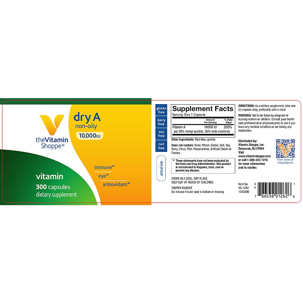Non Oily Dry A 10000 IU Capsules by The Vitamin Shoppe